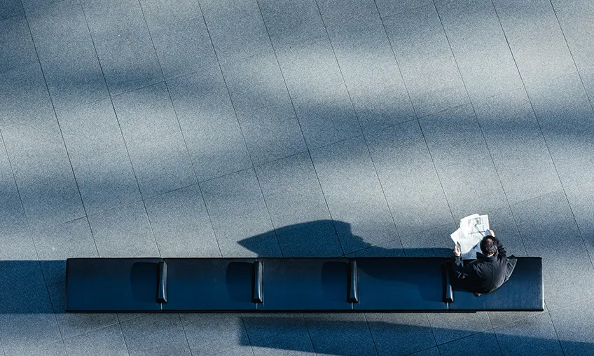 Businessman reading paper